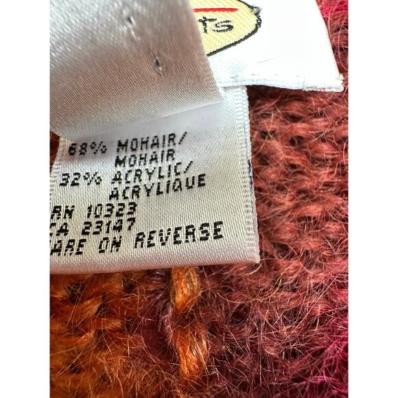 Vintage Talbots Hand Knit Red Mohair Blend Fluffy Grannycore Cardigan Sz P - Picture 13 of 13